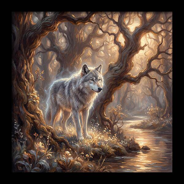 Gray Wolf In Forest
