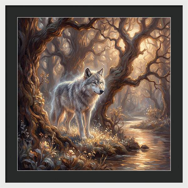 Gray Wolf In Forest