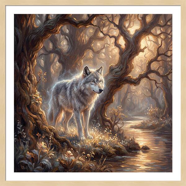 Gray Wolf In Forest