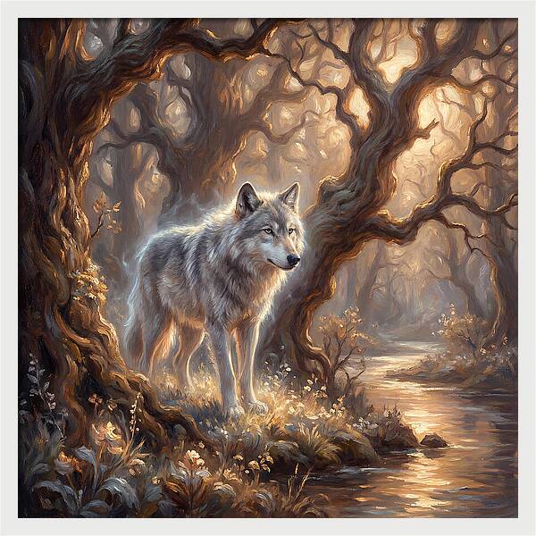 Gray Wolf In Forest