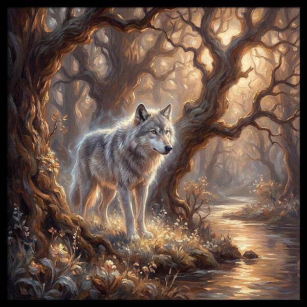 Gray Wolf In Forest