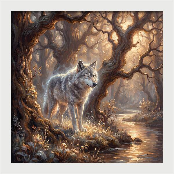 Gray Wolf In Forest