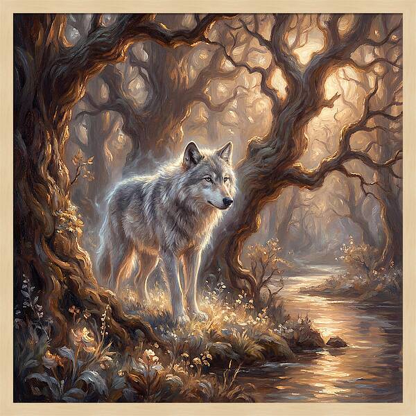 Gray Wolf In Forest