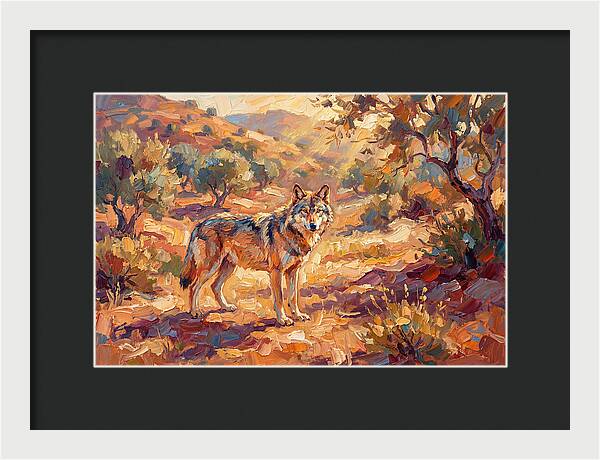 Gray Wolf In Mediterranean Landscape