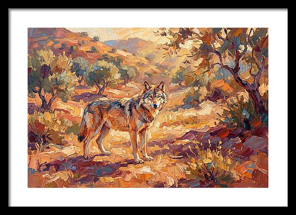 Gray Wolf In Mediterranean Landscape
