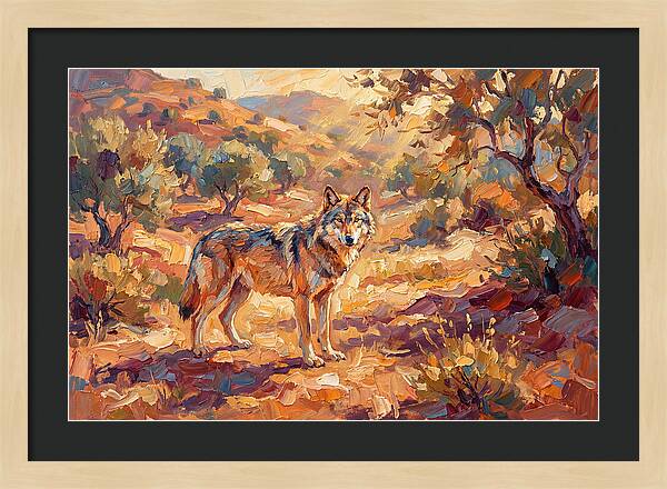 Gray Wolf In Mediterranean Landscape