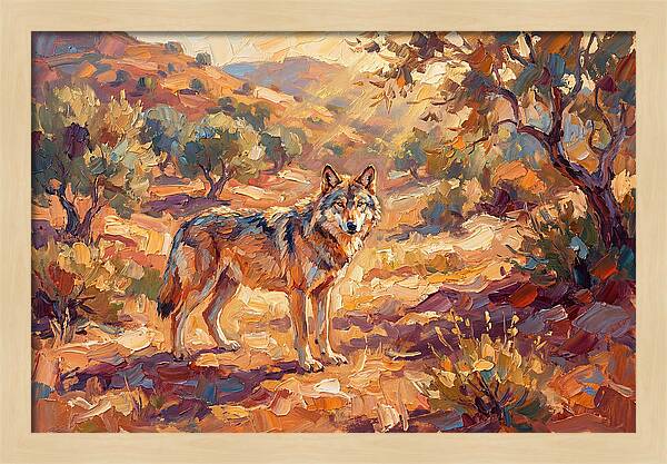 Gray Wolf In Mediterranean Landscape