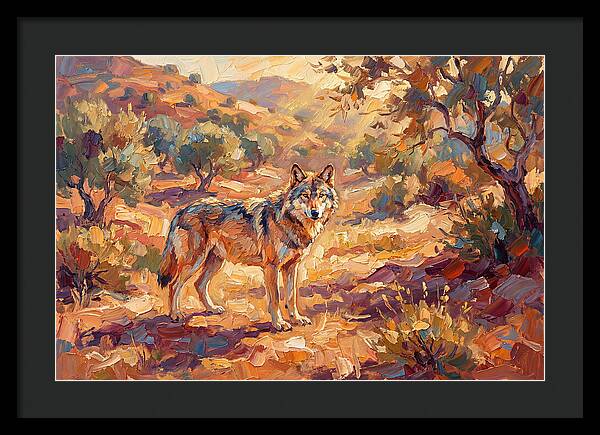 Gray Wolf In Mediterranean Landscape