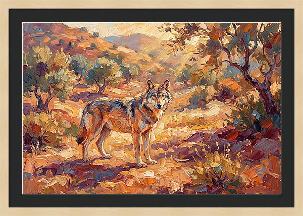 Gray Wolf In Mediterranean Landscape