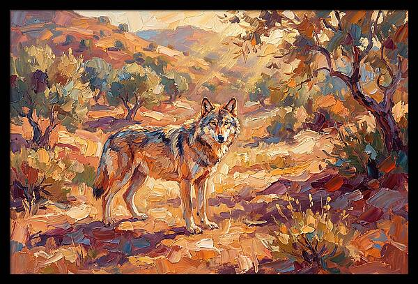 Gray Wolf In Mediterranean Landscape