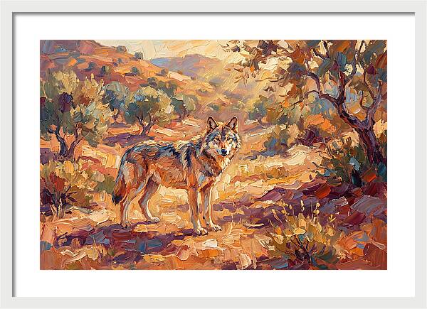 Gray Wolf In Mediterranean Landscape