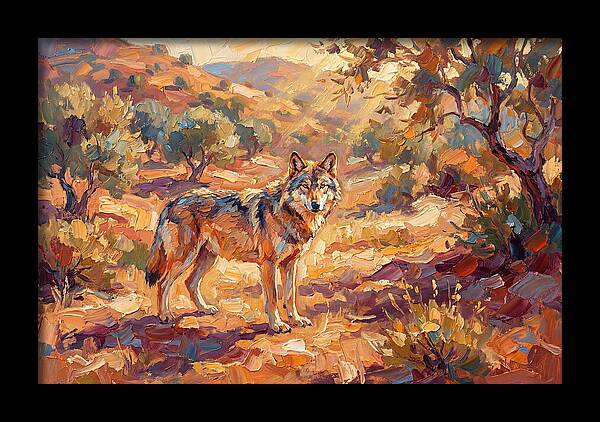 Gray Wolf In Mediterranean Landscape