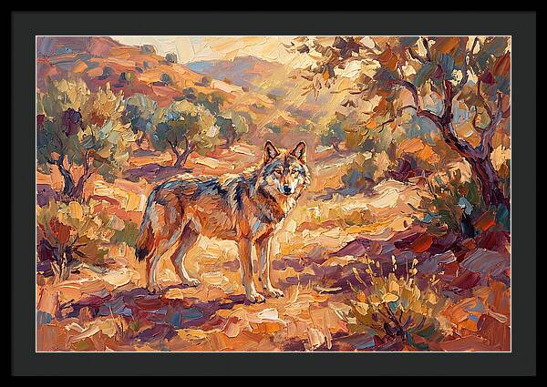 Gray Wolf In Mediterranean Landscape