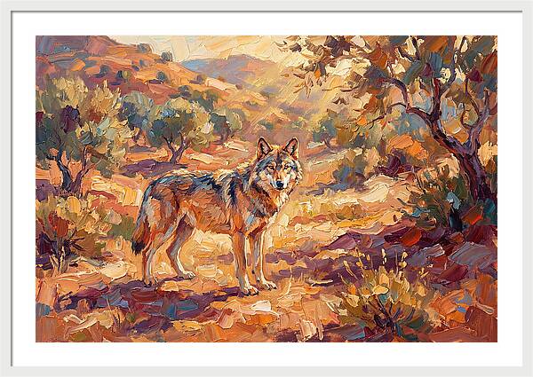 Gray Wolf In Mediterranean Landscape