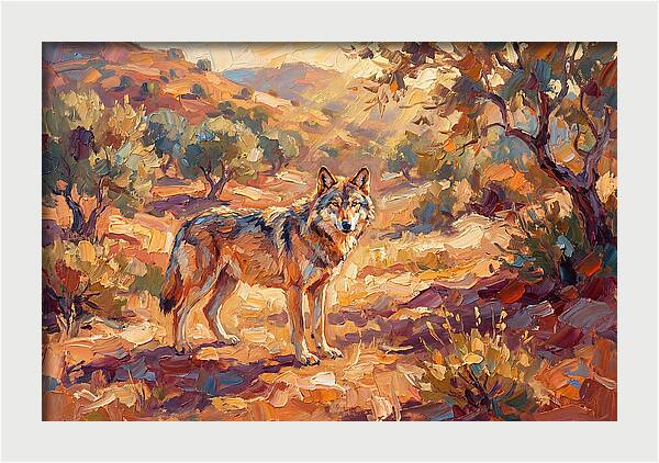 Gray Wolf In Mediterranean Landscape