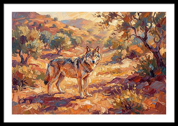 Gray Wolf In Mediterranean Landscape