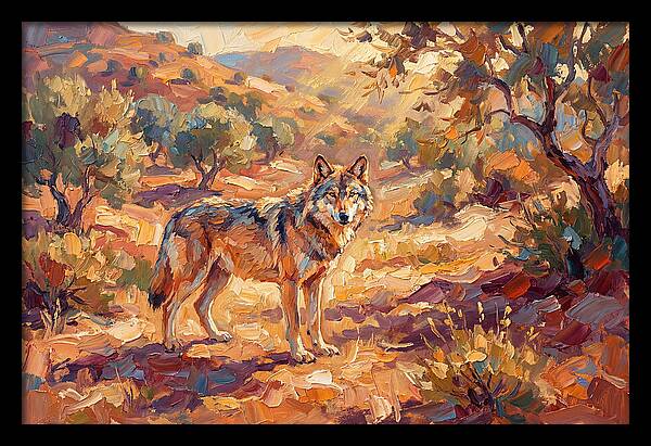 Gray Wolf In Mediterranean Landscape