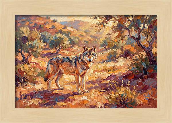Gray Wolf In Mediterranean Landscape