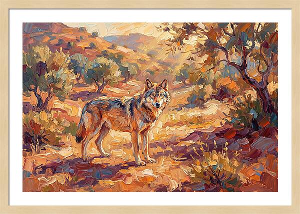 Gray Wolf In Mediterranean Landscape