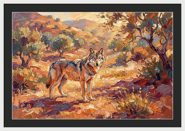 Gray Wolf In Mediterranean Landscape