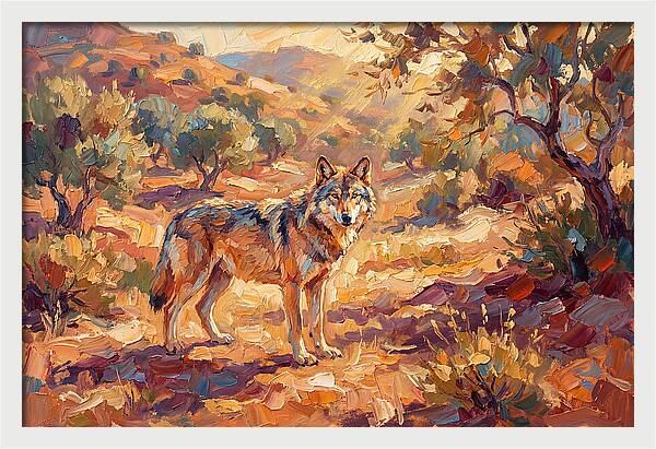 Gray Wolf In Mediterranean Landscape