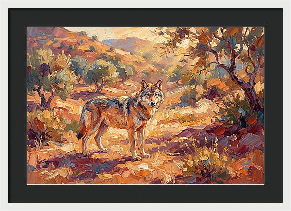 Gray Wolf In Mediterranean Landscape