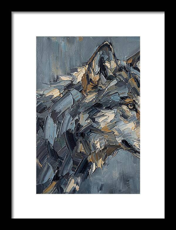 Gray Wolf In Palette Knife Style