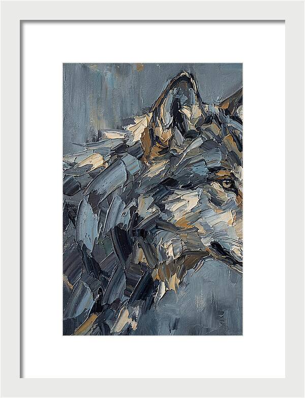 Gray Wolf In Palette Knife Style