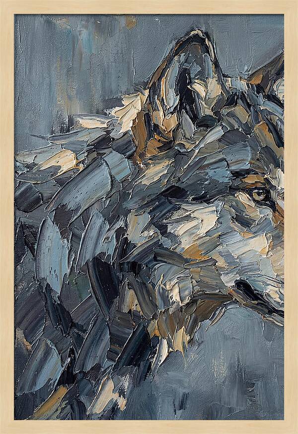 Gray Wolf In Palette Knife Style