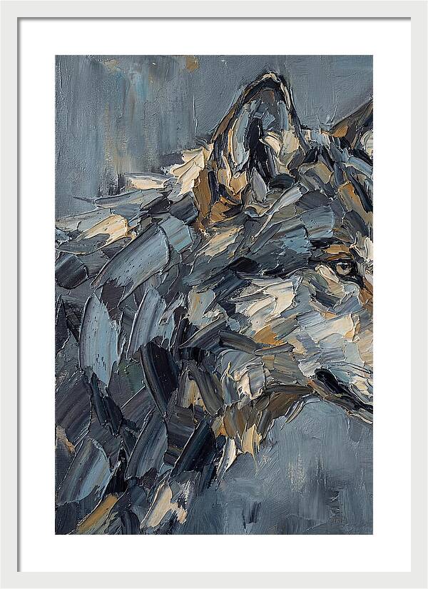 Gray Wolf In Palette Knife Style