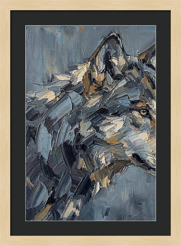 Gray Wolf In Palette Knife Style