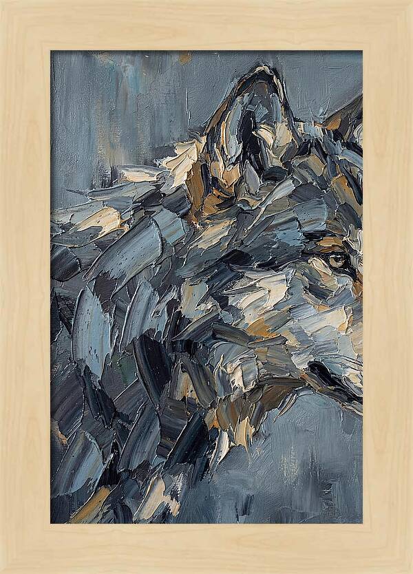 Gray Wolf In Palette Knife Style