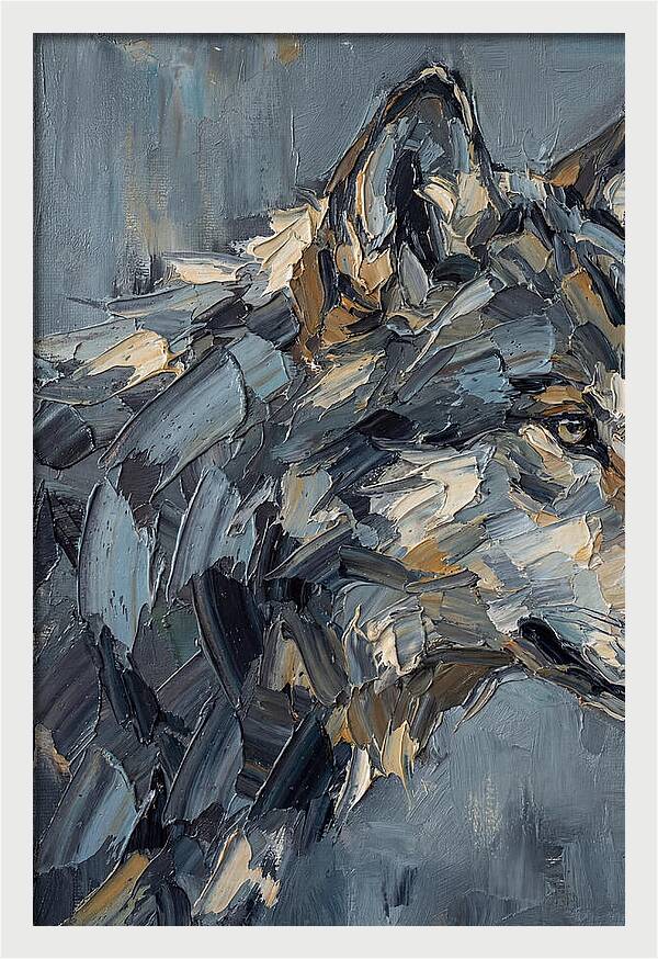 Gray Wolf In Palette Knife Style