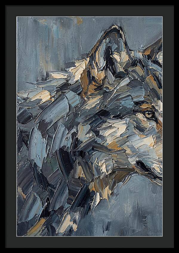 Gray Wolf In Palette Knife Style