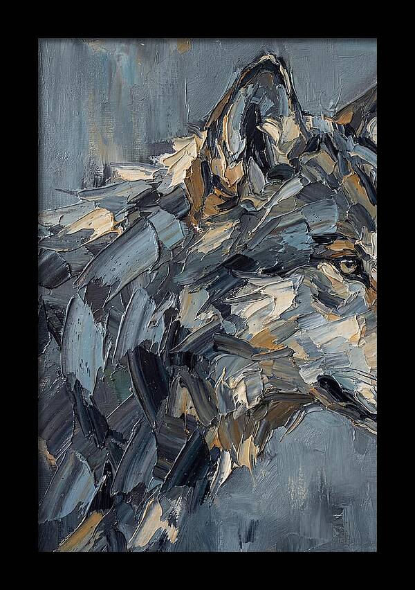 Gray Wolf In Palette Knife Style