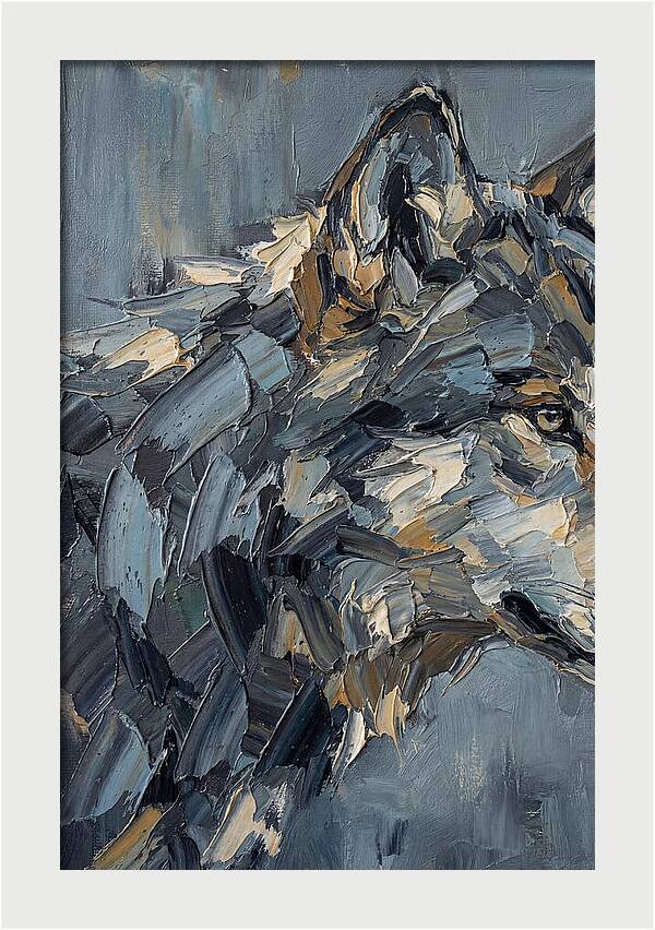 Gray Wolf In Palette Knife Style