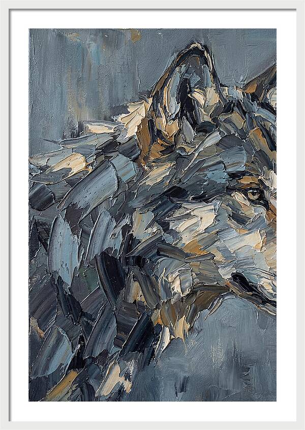 Gray Wolf In Palette Knife Style