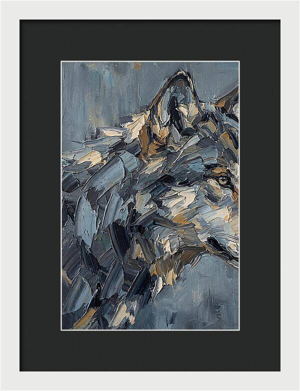 Gray Wolf In Palette Knife Style