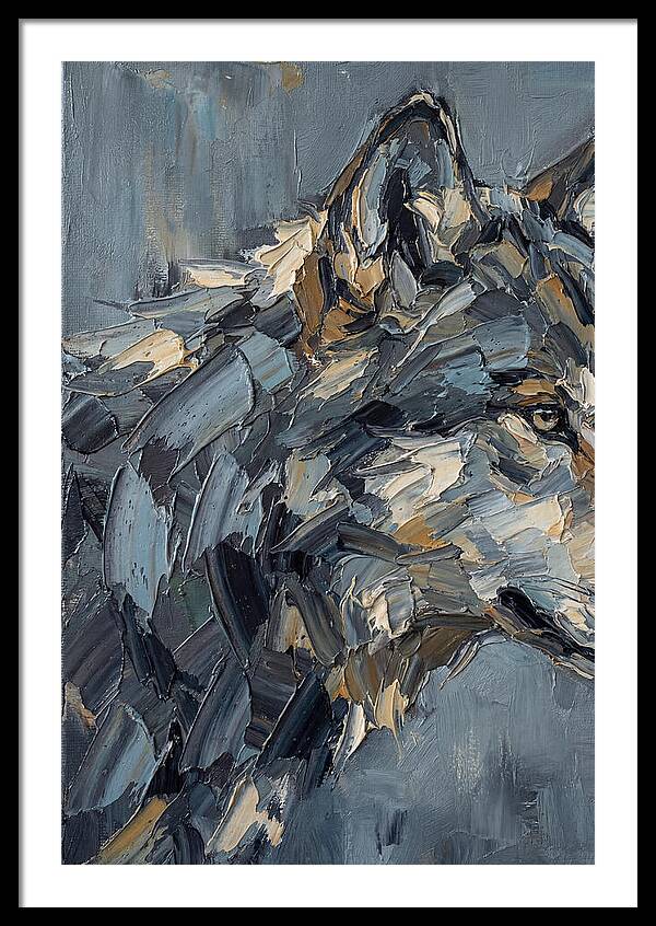 Gray Wolf In Palette Knife Style