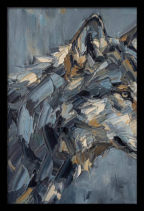 Gray Wolf In Palette Knife Style