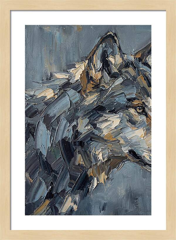Gray Wolf In Palette Knife Style
