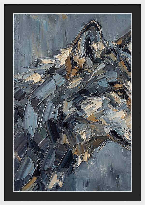 Gray Wolf In Palette Knife Style