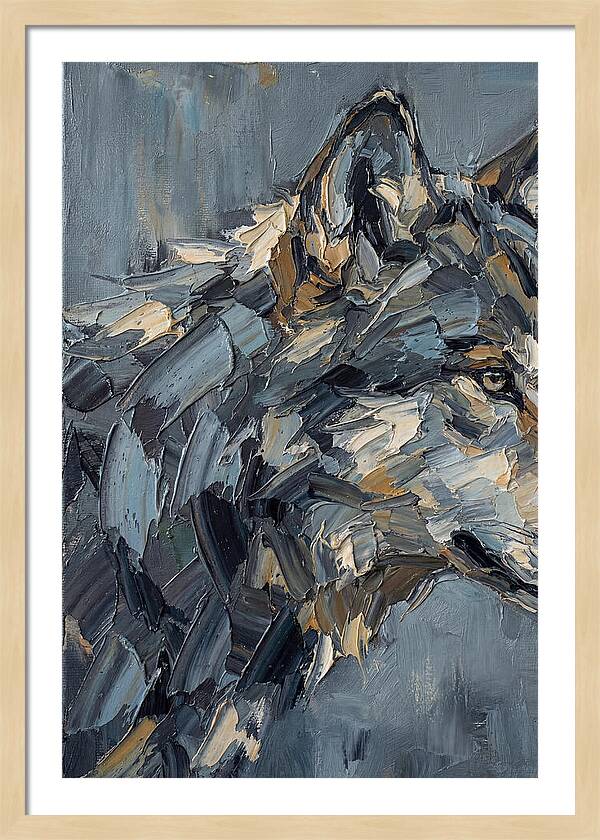 Gray Wolf In Palette Knife Style
