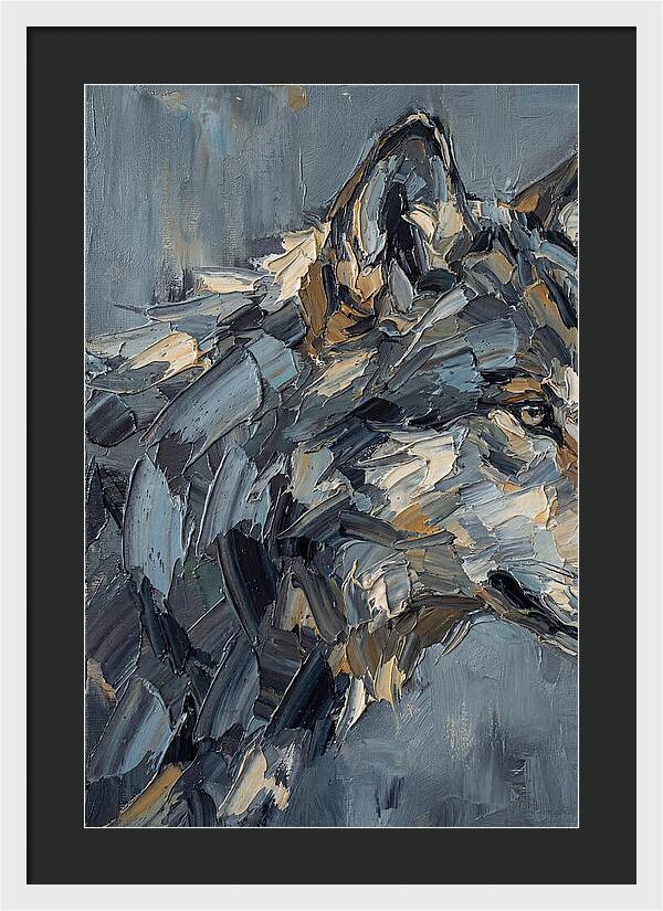 Gray Wolf In Palette Knife Style