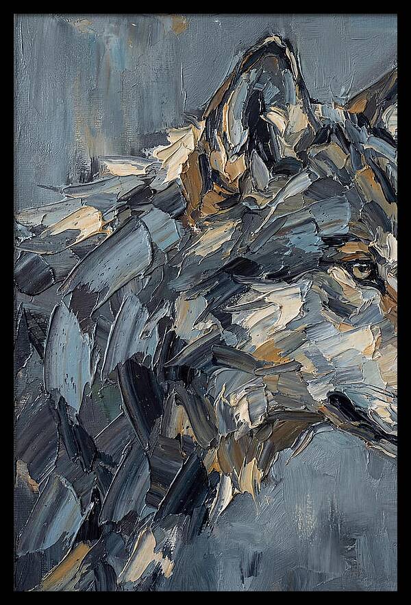 Gray Wolf In Palette Knife Style