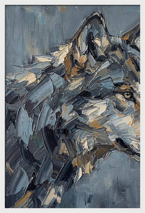 Gray Wolf In Palette Knife Style