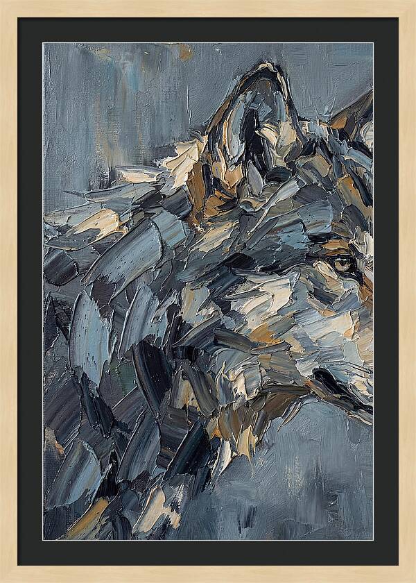 Gray Wolf In Palette Knife Style