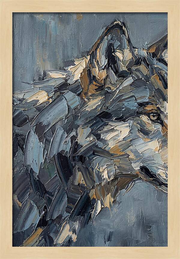 Gray Wolf In Palette Knife Style