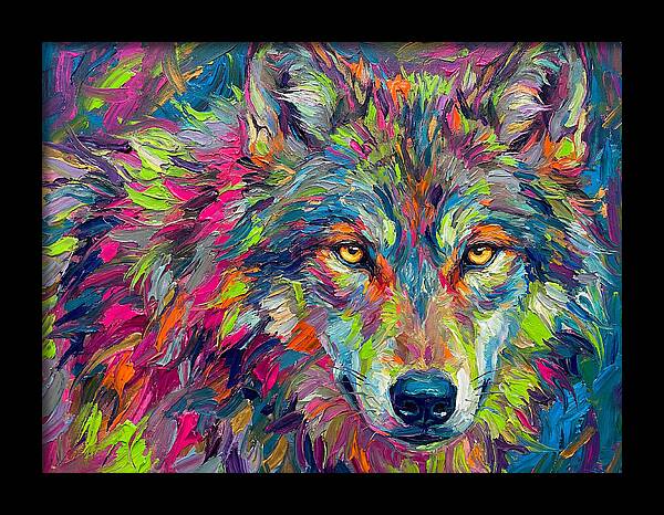 Gray Wolf In Vibrant Colors
