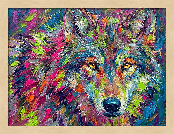 Gray Wolf In Vibrant Colors